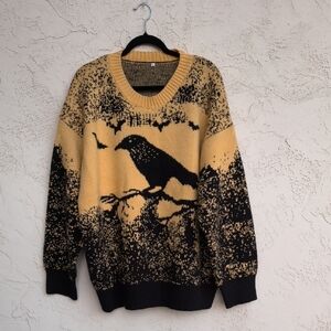 UNBRANDED Crow Raven Print Pullover Sweater Gothic Size 4XL